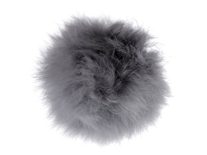 Kožešinová bambule s poutkem - šedá - 6 cm