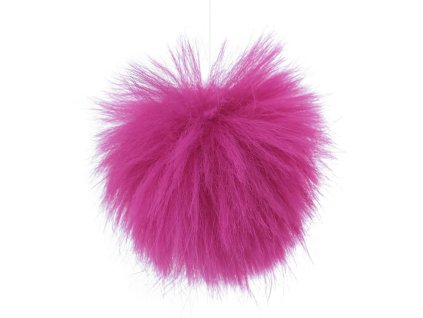 Kožešinová bambule s poutkem - růžová - 8 cm