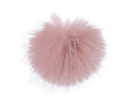 Kožešinová bambule s poutkem - pudrová - 8 cm