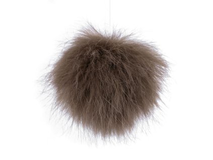 Kožešinová bambule s poutkem - hnědá - 8 cm