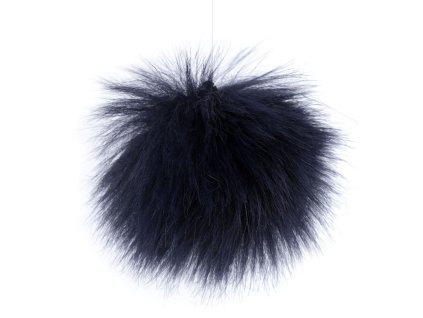 Kožešinová bambule s poutkem - tmavě modrá - 8 cm