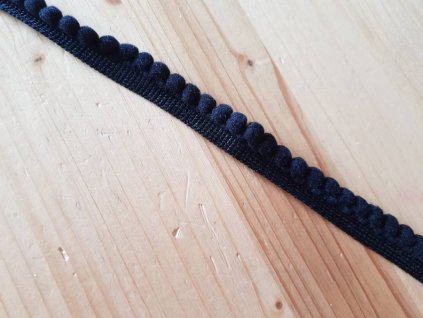 Prýmek s bambulkami - černý