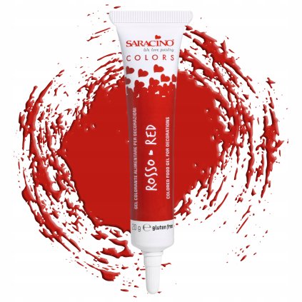 Barwnik spozywczy w zelu czerwony tubka Saracino do kremu lukru 20 g