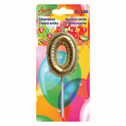 Krásná dortová svíčka - nafukovací balonek, číslovka 0