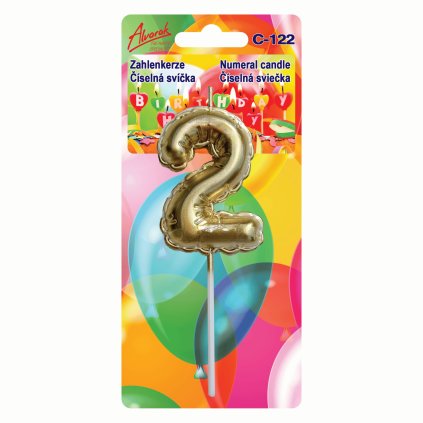 Krásná dortová svíčka - nafukovací balonek, číslovka 2