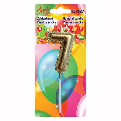 Krásná dortová svíčka - nafukovací balonek, číslovka 7