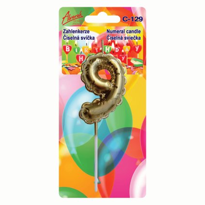 Krásná dortová svíčka - nafukovací balonek, číslovka 9