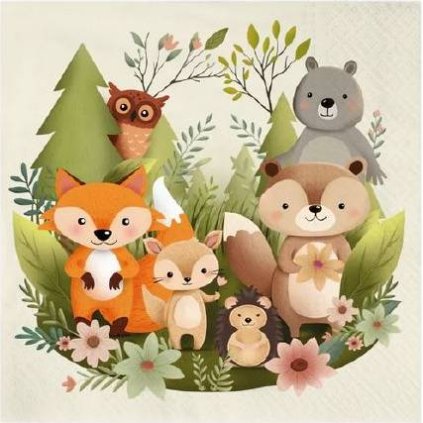 342431 papirove ubrousky lesni zviratka 10ks 33x33cm party pal