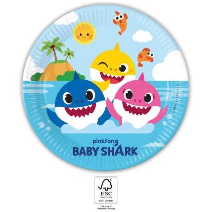 296174 papirovy talir na party 23cm baby shark procos