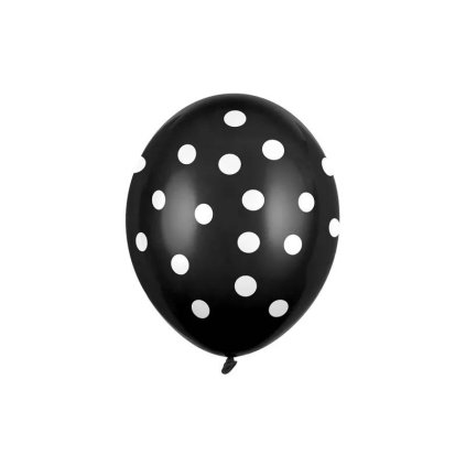 313757 partydeco balonky cerne s bilymi teckami 6 ks