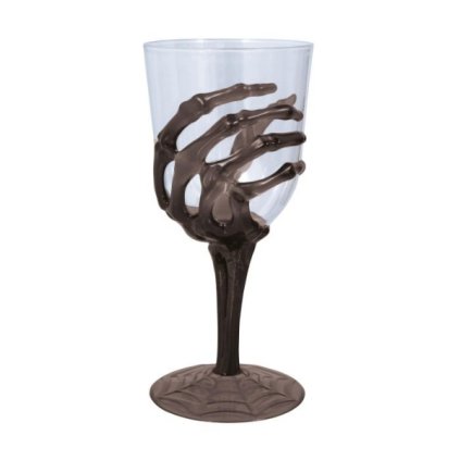323908 plastova sklenka na vino halloween black skeleton 18 5 cm
