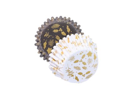 236187 pme kosicky na muffiny s alobalovym vnitrkem bile a cerne se zlatou cesminou 30 ks