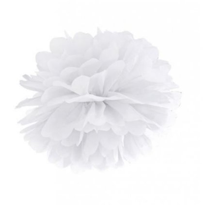 151007 pom pom bily 25 cm