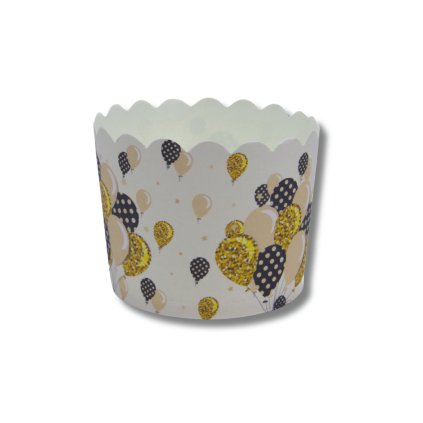 Samonosné košíčky na pečení 60 mm - motiv: Party balonky - zlaté