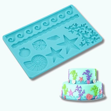 Silikonová forma na dekorace ve stylu MOŘE, MUŠLE, PLÁŽ