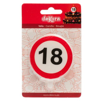 204158 svicka na dort 6 3cm dopravni znacka cislo 18 dekora