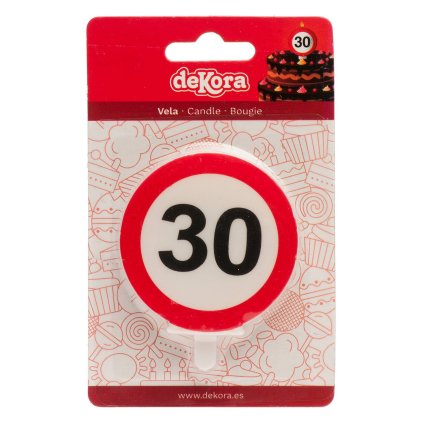 204161 svicka na dort 6 3cm dopravni znacka cislo 30 dekora