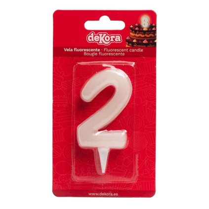 295943 svicka na dort cislo 2 svitici ve tme 6cm dekora