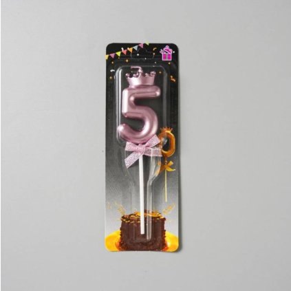 338513 svicka ruzovo zlata s korunkou cislo 5