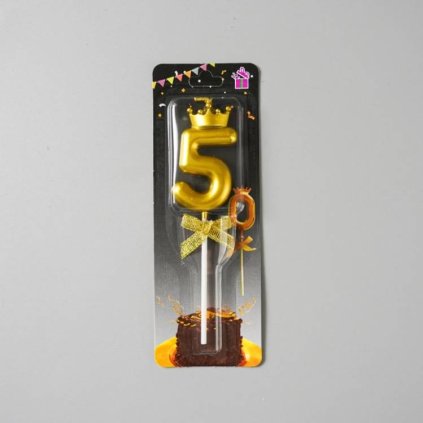 338537 svicka zlata s korunkou cislo 5