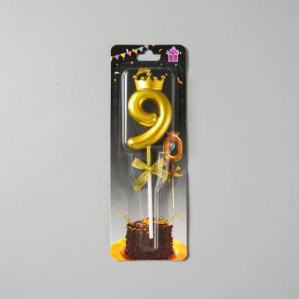 338549 svicka zlata s korunkou cislo 9