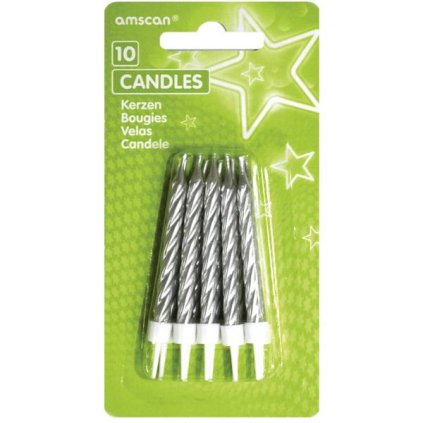 296111 svicky dortove 6 3cm spiralove stribrne 10ks amscan