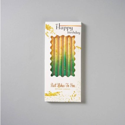 338591 svicky zeleno zlute se zlatym zdobenim 6 ks