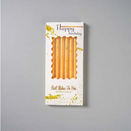 338453 svicky zlute se zlatym zdobenim 6 ks