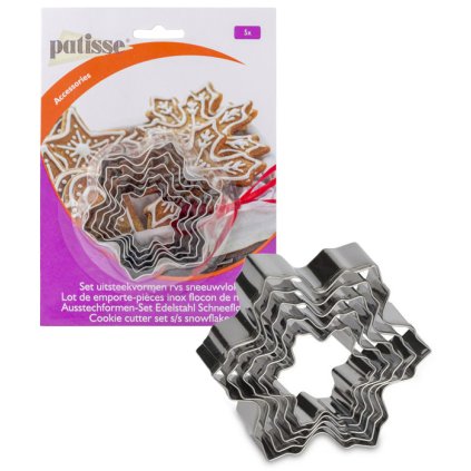 12035 vykrajovatka sada 5ks nerez snehova vlocka tvar prum 3 5 8 v 2 5cm