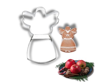 Plechová vykrajovátka na velký parník, Anděl 13 cm