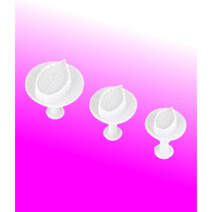 13109 vytlacovac vykrajovatko plast sada 3ks list ruze prum 3 5cm v 5cm