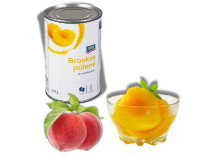 Řecké broskve, půlené - kompot ve sladkém nálevu 425g