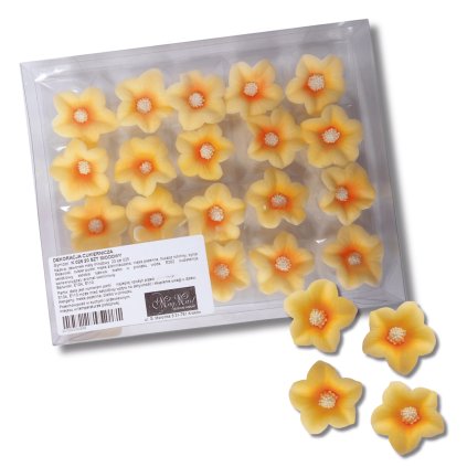 Medově žluté 5 cm cukrové květiny - Prémiové, 20 ks