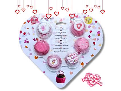 Papírové košíčky na pralinky srdíčkový Valentýn 150ks