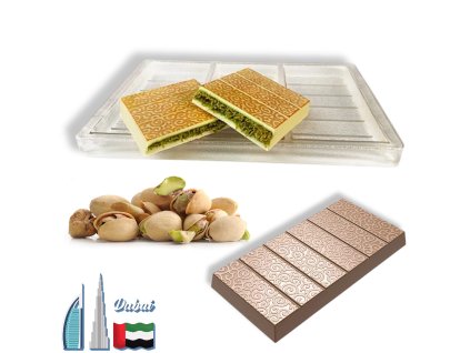 Polykarbonátová forma na hladké čokoládové tabulky Dubaj