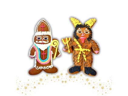 Mikulášský perník - Čert a Mikuláš, sada 2ks - velký