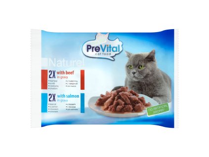 Prevital Naturel Kapsička hovězí + losos pro kočky 4 x 85 g
