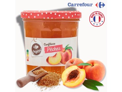 Džem Carrefour broskvový se třtinovým cukrem 370 g