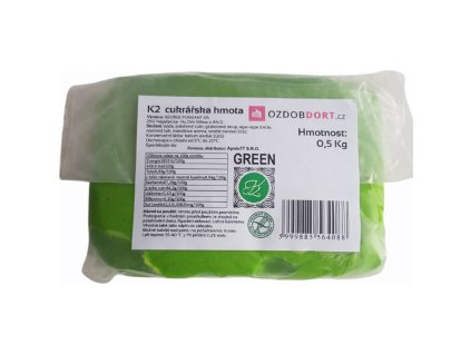 383954 potahovaci hmota k2 na dorty 0 5kg zelena k2