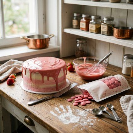Růžová poleva s jahodovou příchutí 250g