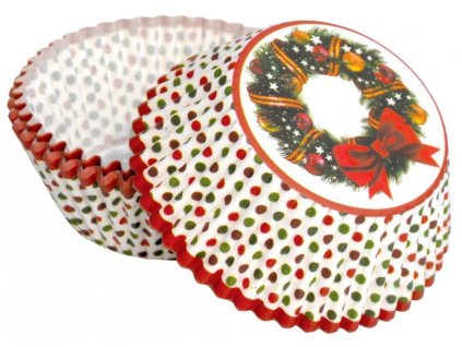 108326 alvarak kosicky na muffiny vanocni venec s cervenou masli 50 ks