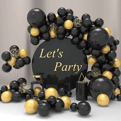 322804 balonkova girlanda cerno zlata 112ks cakesicq