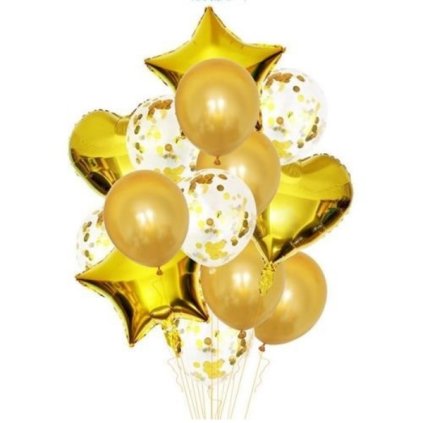 0014645 balonkovy buket zlaty 14 ks 600