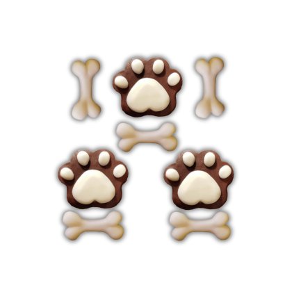 Cukrová dekorace psí tlapky a kostičky 8 ks - hnědé