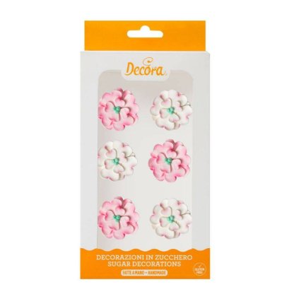 288190 cukrove dekorace bilo ruzove kyticky 6ks decora