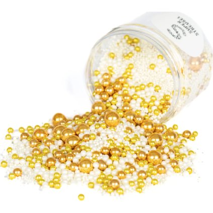 346391 cukrove zdobeni perlicky zlato bile 90g goldflimmer super streusel