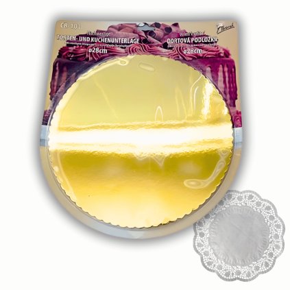 Alvarak dortová podložka 28cm ZRCADLOVÁ + 5 krajek | GOLD