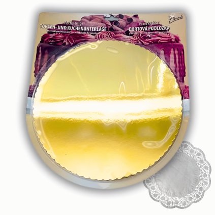 Alvarak dortová podložka 32cm ZRCADLOVÁ + 5 krajek | GOLD