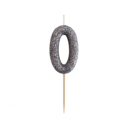 0029112 dortova svicka cislo 0 trpytiva cerno stribrna 11 x 35 cm 600