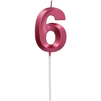 297344 1 dortova svicka cislo 6 glamour red 7 cm